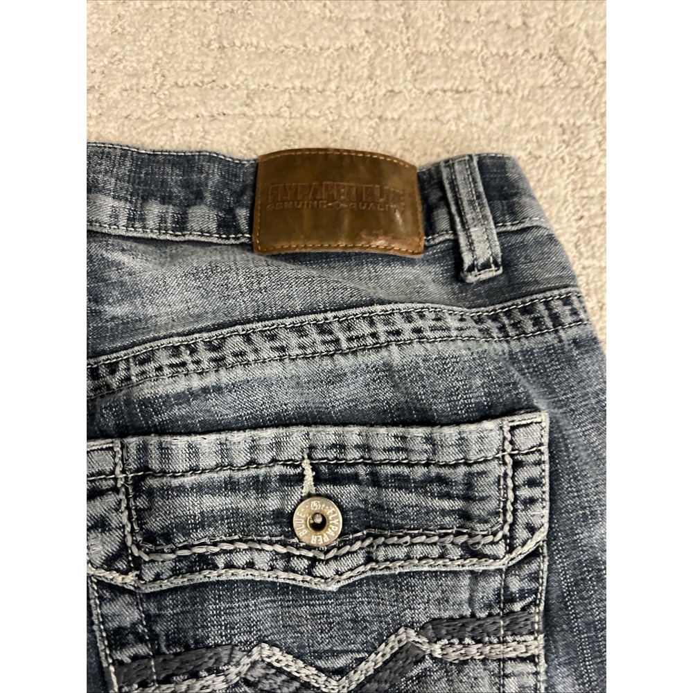 Flypaper Jeans Mens 34x34 Blue Straight Light Distressed Retro Rockabilly Denim